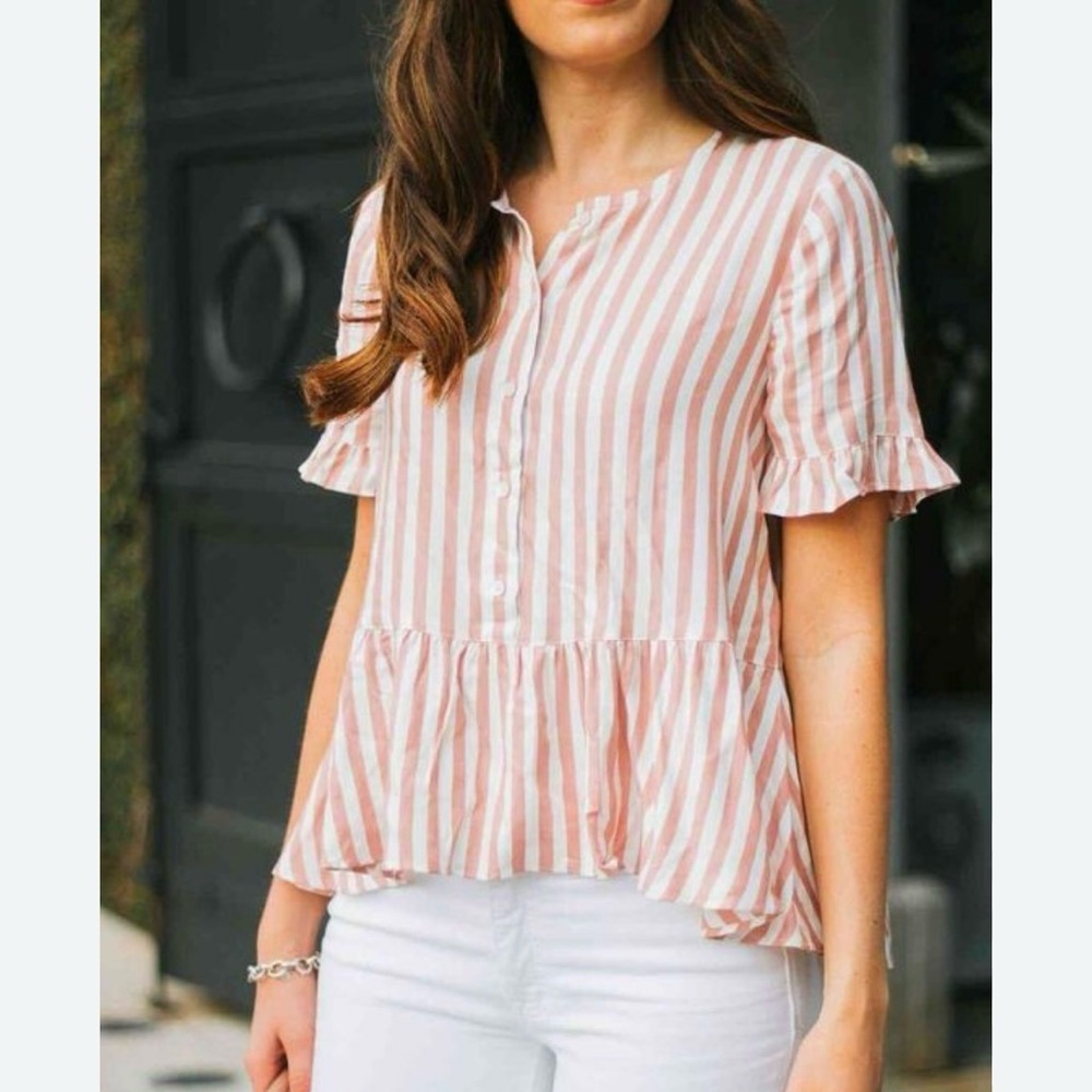 Madewell striped peplum top